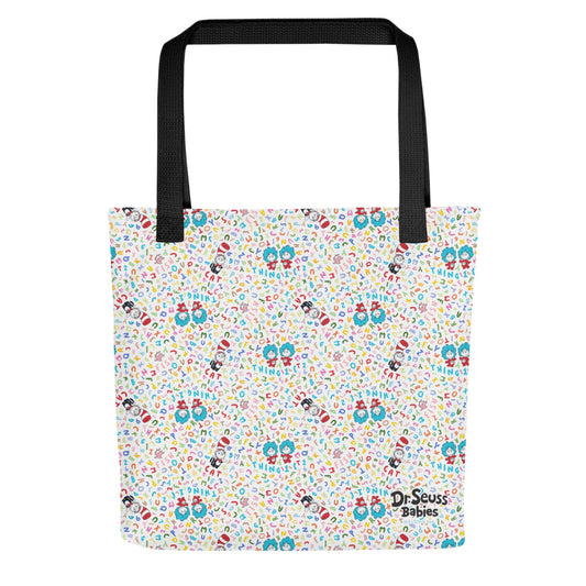 Dr. Seuss Babies Cat in The Hat Pattern Tote Bag Black Handles