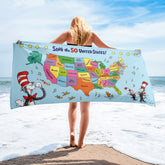 The Cat in The Hat Beach Towel Sing the 50 States Map