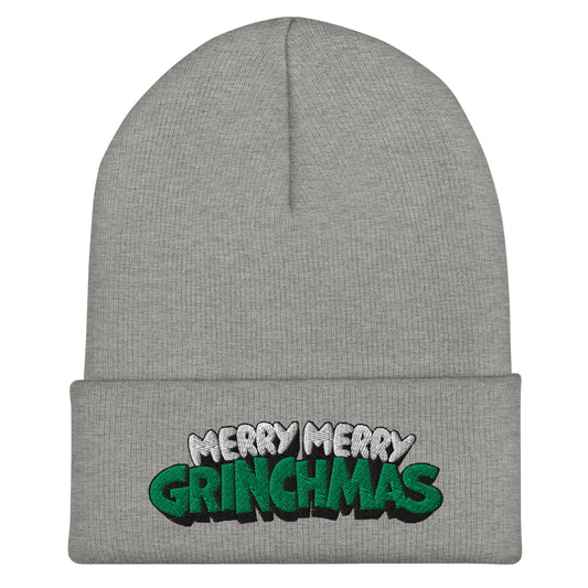 The grinch merry merry grinchmas beanie - heather grey
