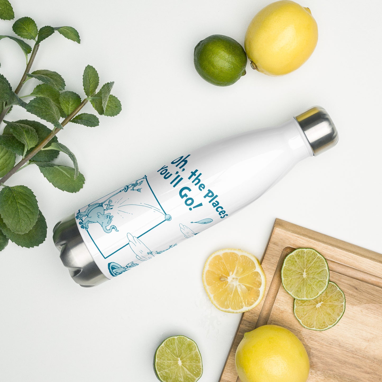 Oh, the Places You’ll Go! Stainless Steel Water Bottle Collage