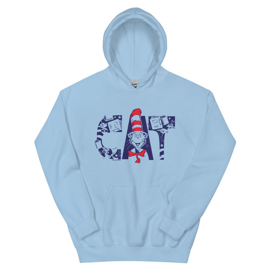 The cat in the hat letters hoodie - light blue