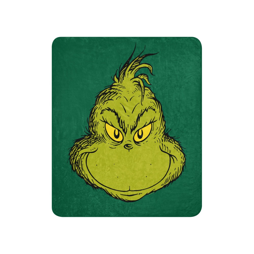 The Grinch Face Sherpa Blanket