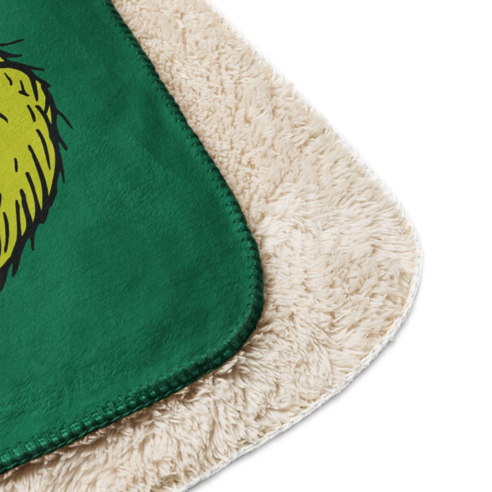 The Grinch Face Sherpa Blanket