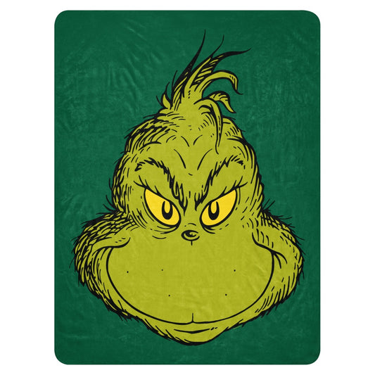 The Grinch Face Sherpa Blanket