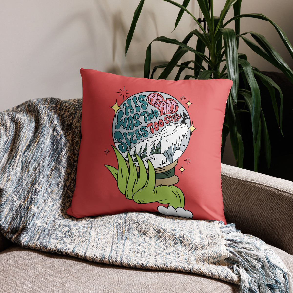 The Grinch Pillow His Heart Was Two Sizes Too Small