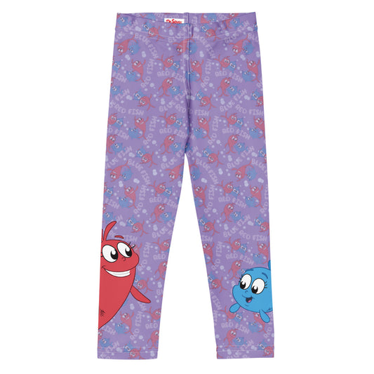 Red Fish, Blue Fish Pattern Kids Leggings White