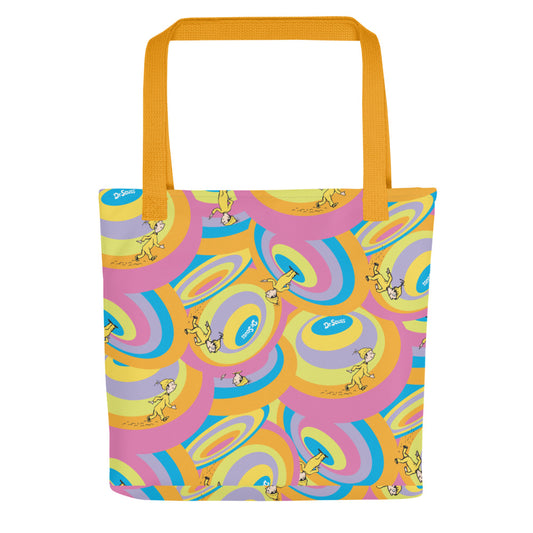 Oh the Places You'll Go Circle Pattern Tote Bag Yellow Handles