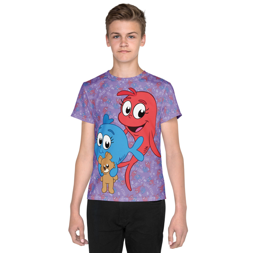 Red Fish, Blue Fish Pattern Kids T-Shirt
