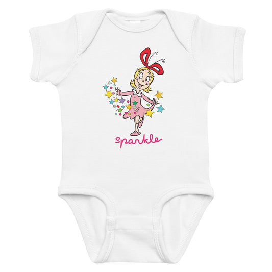 Grinch baby bodysuit cindy lou who every who sparkle - white