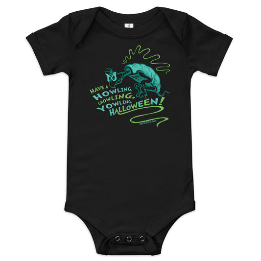 Dr. Seuss Howling Halloween Baby Bodysuit Black