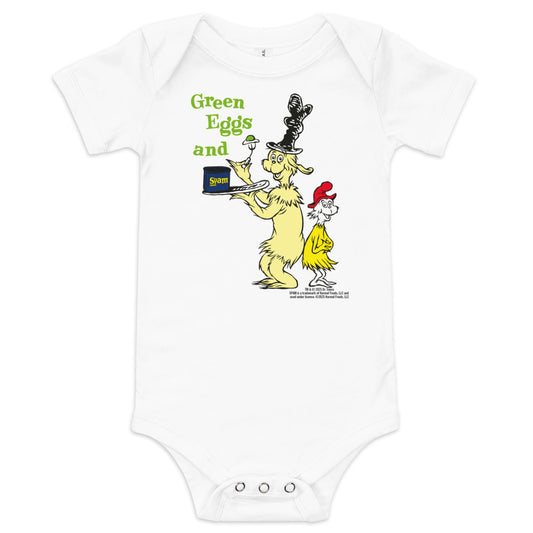 Green eggs and spam baby bodysuit - white