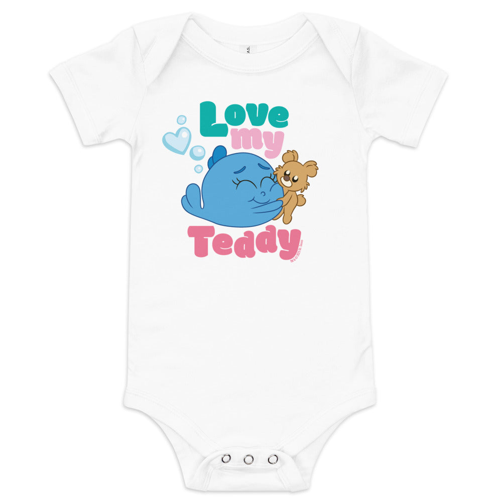 Red Fish, Blue Fish Love My Teddy Baby Bodysuit White
