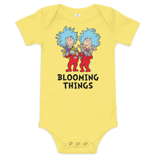 The cat in the hat spring things flowers baby bodysuit - yellow