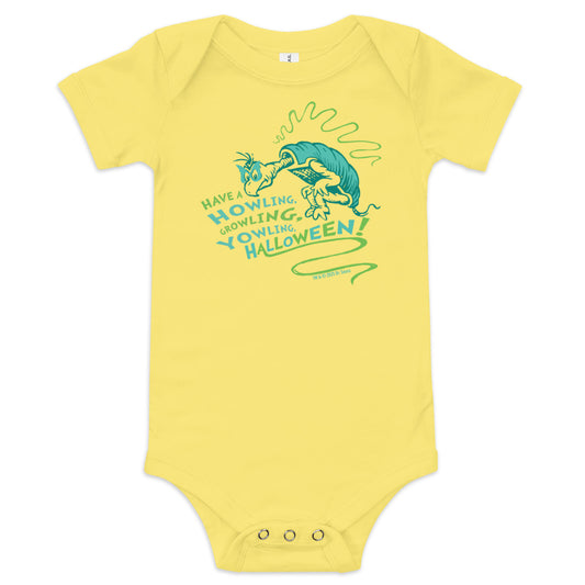 Dr. seuss howling halloween baby bodysuit - yellow