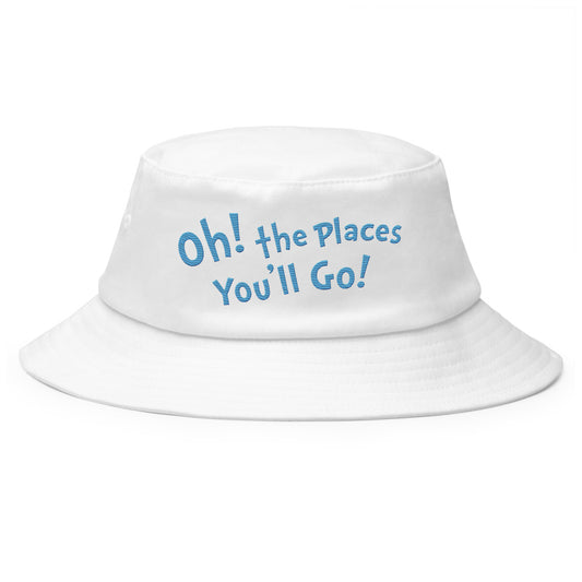 Oh the places you'll go bucket hat - white