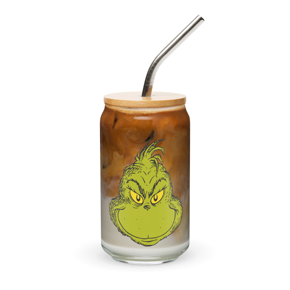 The Grinch Face Can-Shaped Glass