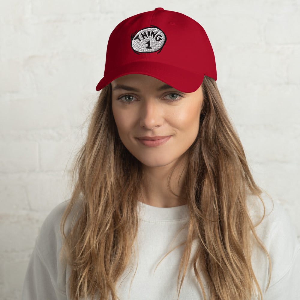 The Cat in the Hat Thing One Embroidered Dad Hat