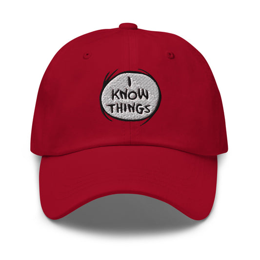 The Cat in the Hat I Know Things Dad Hat Cranberry