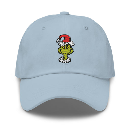 The grinch hat santa embroidered - light blue