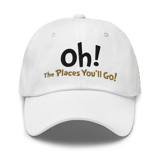 Oh, the places you'll go! embroidered hat graduation 2026 - white