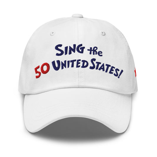 The cat in the hat embroidered hat sing the 50 states - white