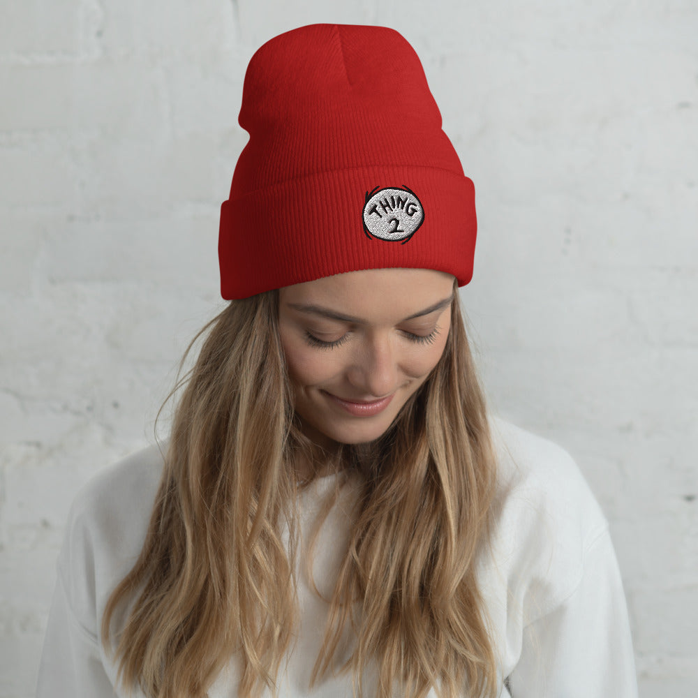 The Cat in the Hat Thing Two Embroidered Beanie