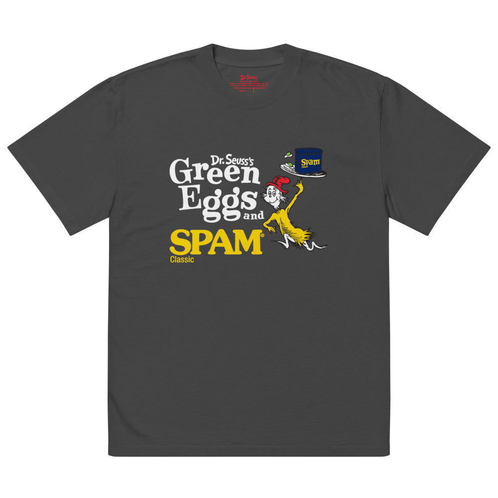Green Eggs and Spam Adult T-Shirt Faded Black