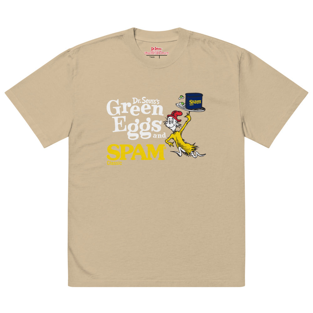 Green Eggs and Spam Adult T-Shirt Faded Khaki