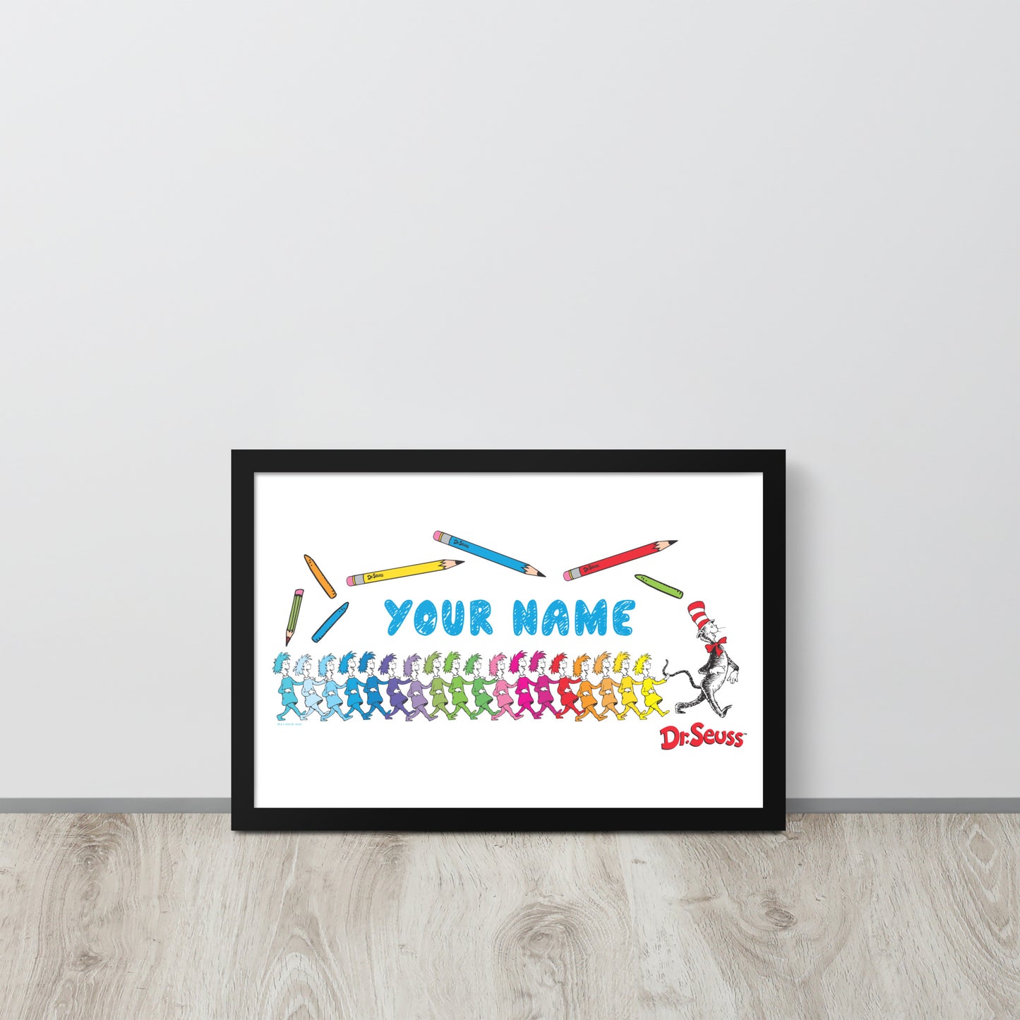 The Cat in The Hat Personalized Framed Wall Art Learning With Color