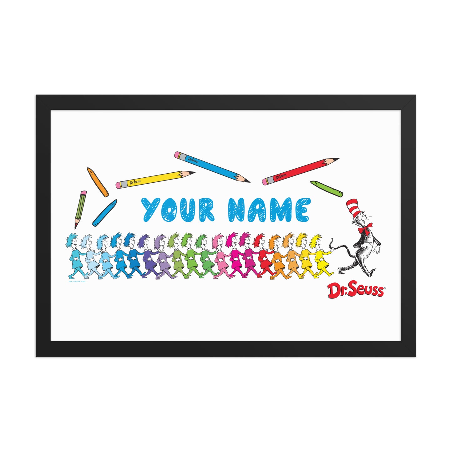 The Cat in The Hat Personalized Framed Wall Art Learning With Color