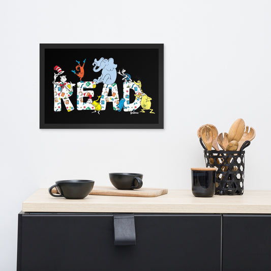 Dr. Seuss Framed Poster Characters "READ"
