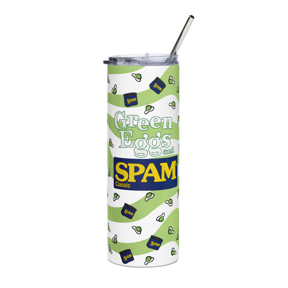 Green Eggs and Spam Icons Stainless Steel Tumbler White