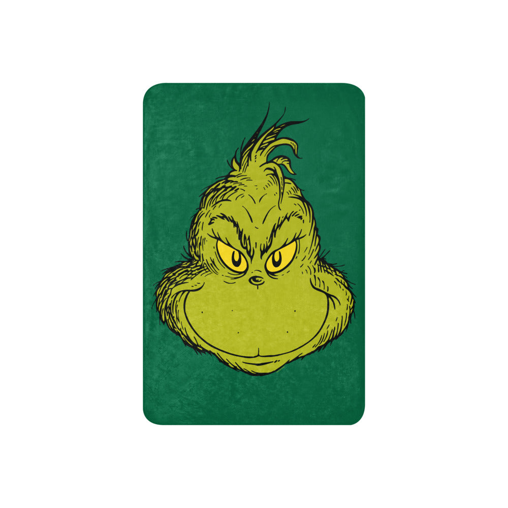 The Grinch Face Sherpa Blanket