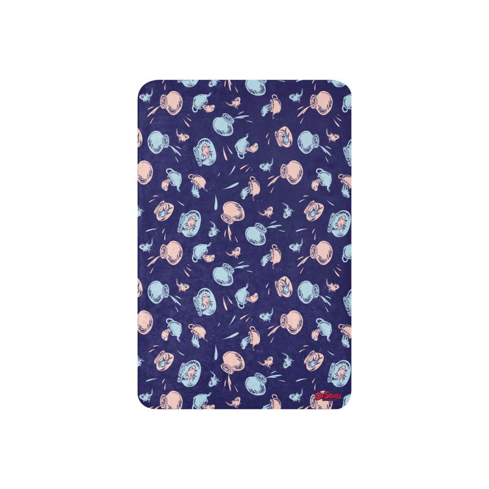 The Cat in the Hat Fish Pattern Sherpa Blanket 37 in x 57 in