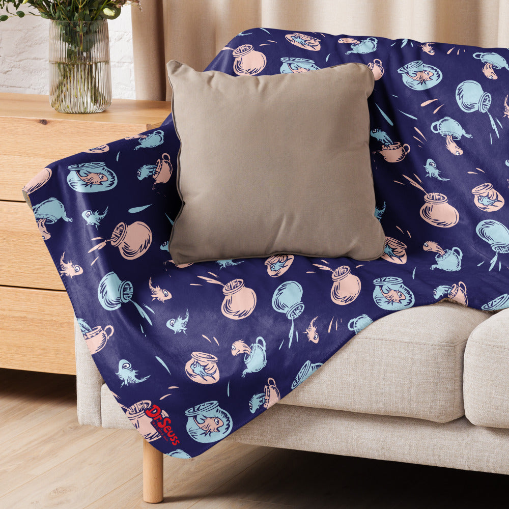 The Cat in the Hat Fish Splash Sherpa Blanket