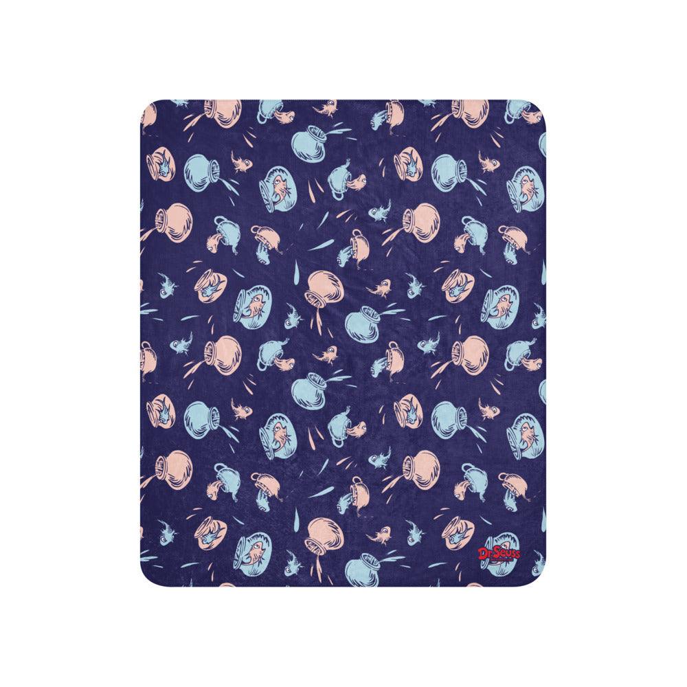 The Cat in the Hat Fish Pattern Sherpa Blanket 50 in x 60 in