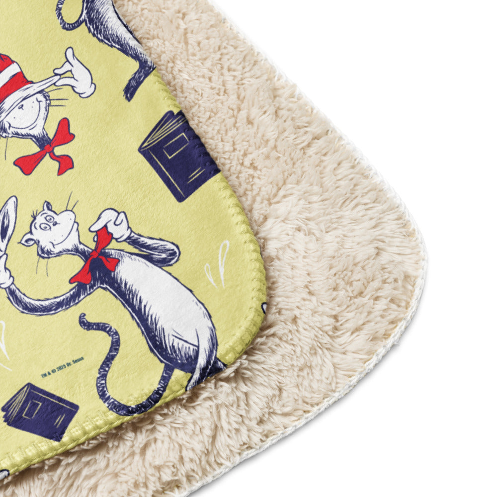 The Cat in the Hat Cat Pattern Sherpa Blanket