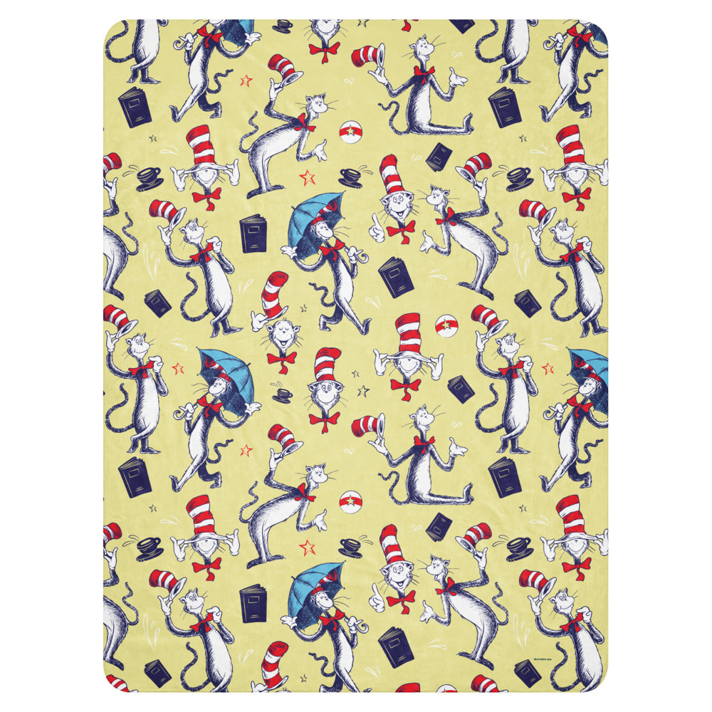 The Cat in the Hat Cat Pattern Sherpa Blanket