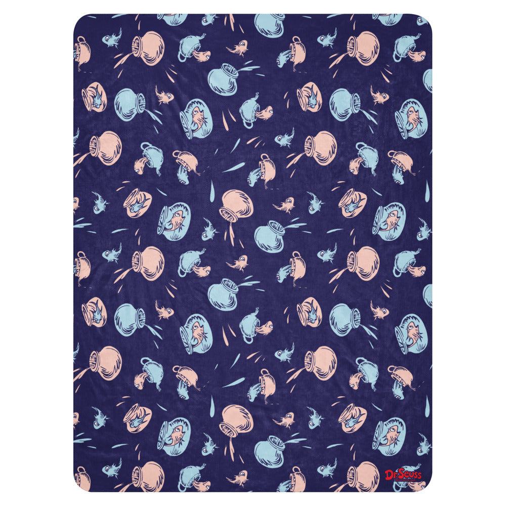 The Cat in the Hat Fish Pattern Sherpa Blanket 60 in x 80 in