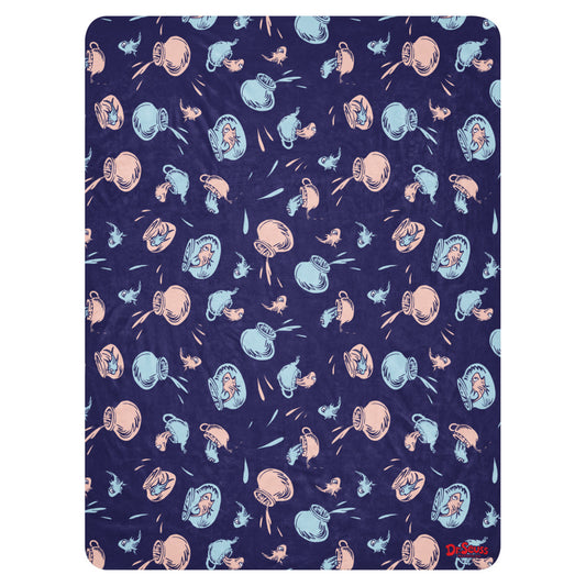 The Cat in the Hat Fish Pattern Sherpa Blanket 60 in x 80 in