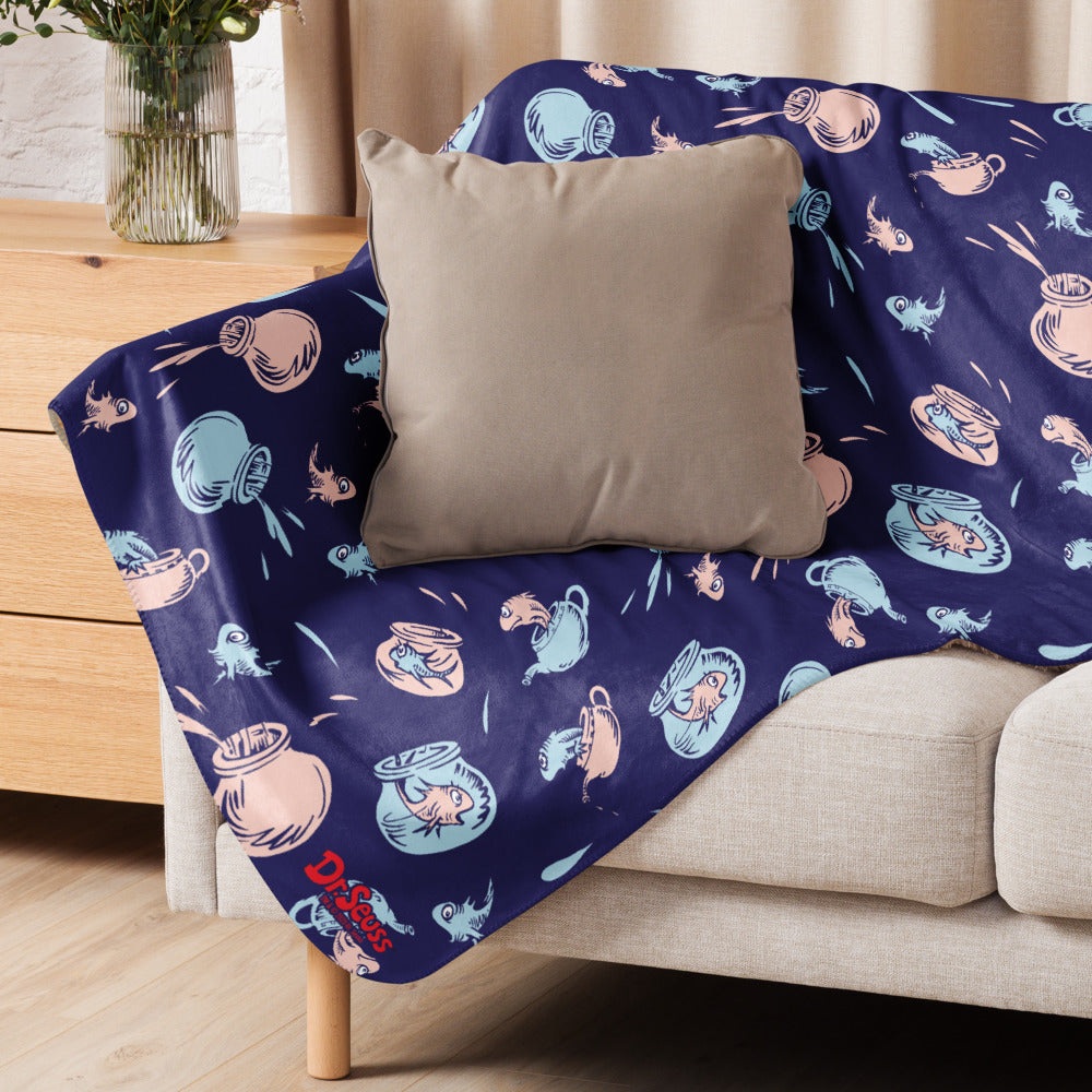The Cat in the Hat Fish Splash Sherpa Blanket