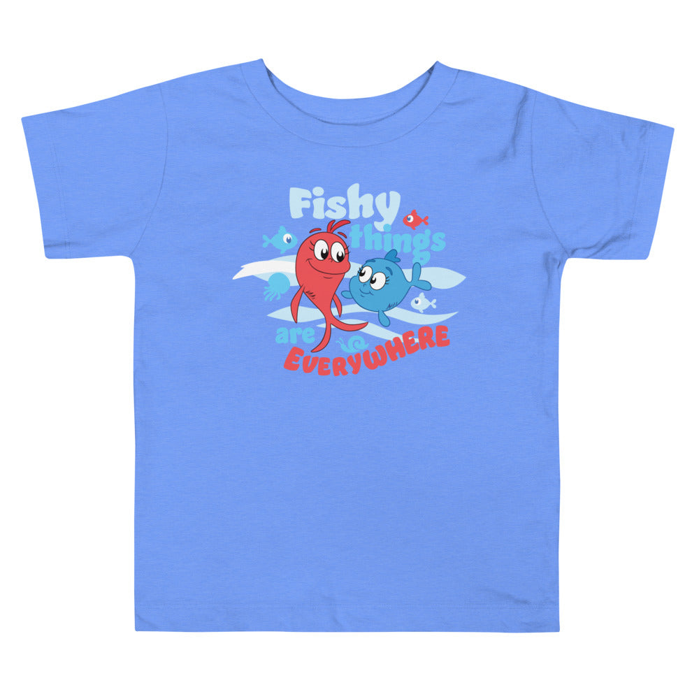 Red Fish, Blue Fish Fishy Things Toddler T-Shirt Heather Columbia Blue