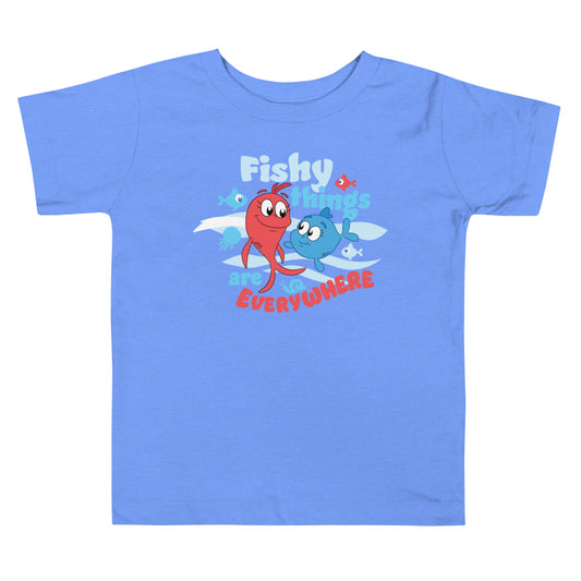 Red Fish, Blue Fish Fishy Things Toddler T-Shirt Heather Columbia Blue