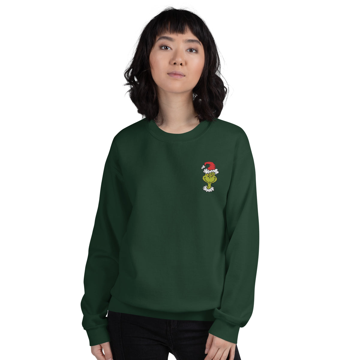 The Grinch Sweatshirt Santa Grinch Embroidered