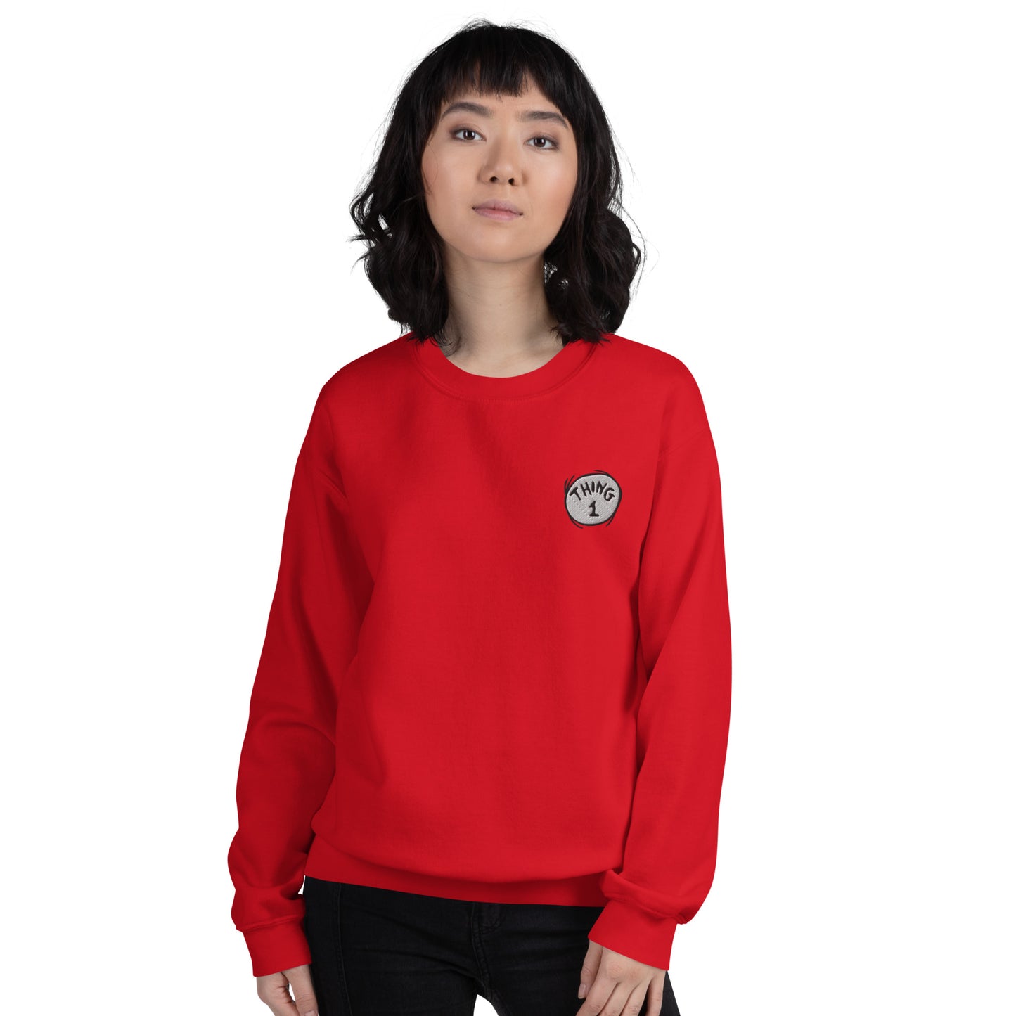 The Cat in The Hat Embroidered Crewneck Sweatshirt Thing One