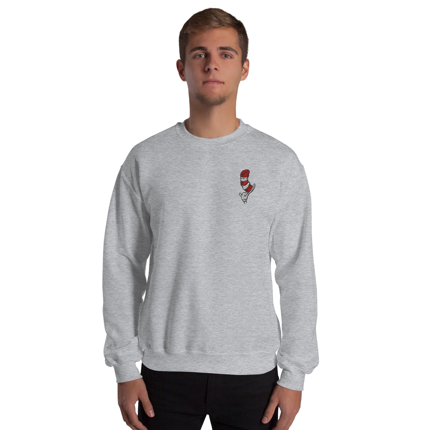 The Cat in The Hat Embroidered Crewneck Sweatshirt Hat's Off