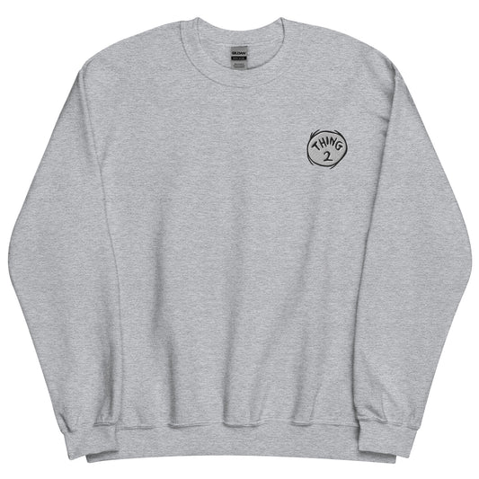 The cat in the hat embroidered crewneck sweatshirt thing two - sport grey