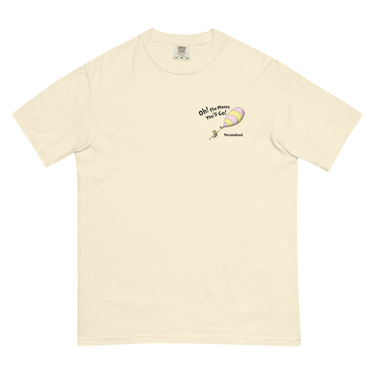 Oh! the places you'll go personalized balloon comfort colors t-shirt - ivory
