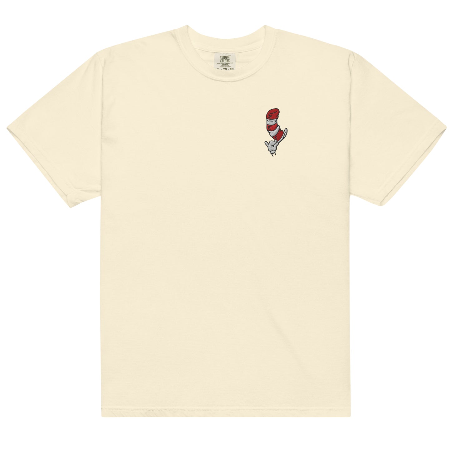 The Cat in The Hat Embroidered Comfort Colors T-Shirt Hat's Off