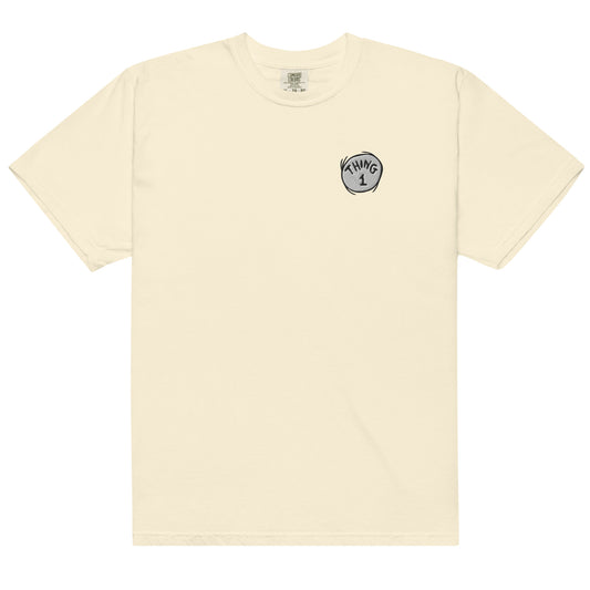The cat in the hat embroidered comfort colors t-shirt thing one - ivory